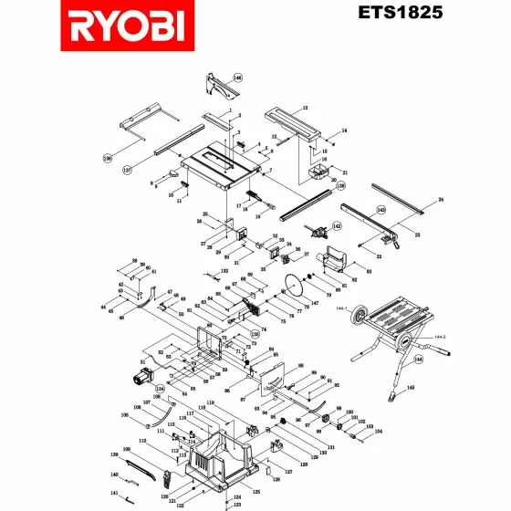 Ryobi ETS1825 Spare Parts List Type: 5133000122